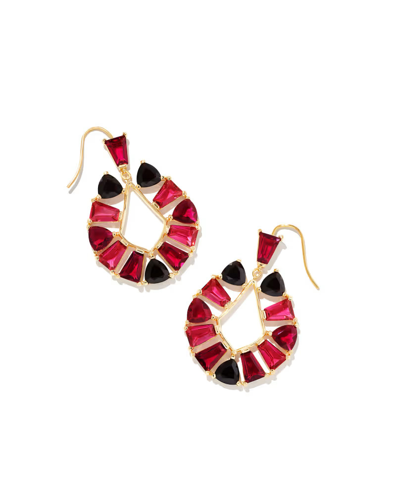 Blair Gold Jewel Open Frame Earrings in Ruby Mix | Kendra Scott