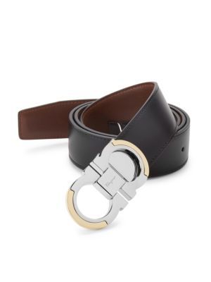 Gancini Reversible Black/Tan Leather Belt | Saks Fifth Avenue