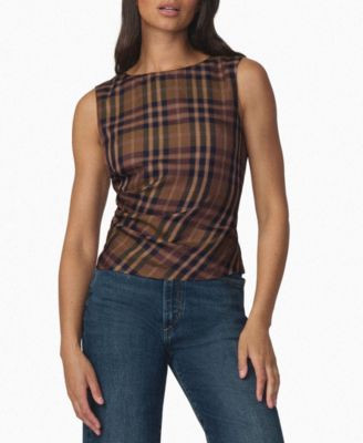 Joe's Jeans Women's The Meg Plaid Sleeveless Top - Camel Plaid | Macy's