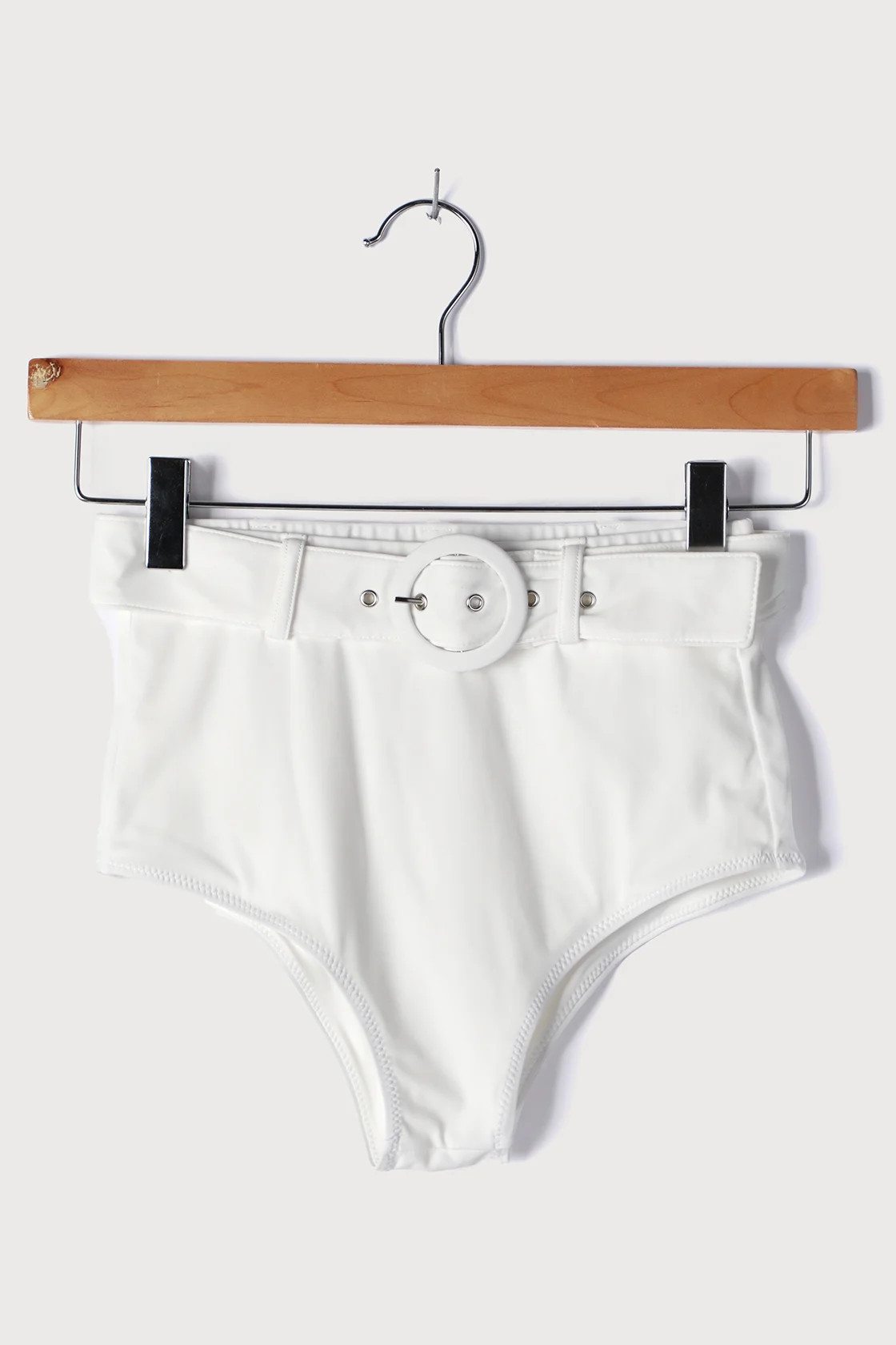 Shore Thing White High Waisted Belted Bikini Bottom | Lulus (US)