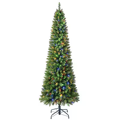 Holiday Living 7-ft Greensboro Pencil Pre-lit Artificial Christmas Tree with Color Changing LED L... | Lowe's