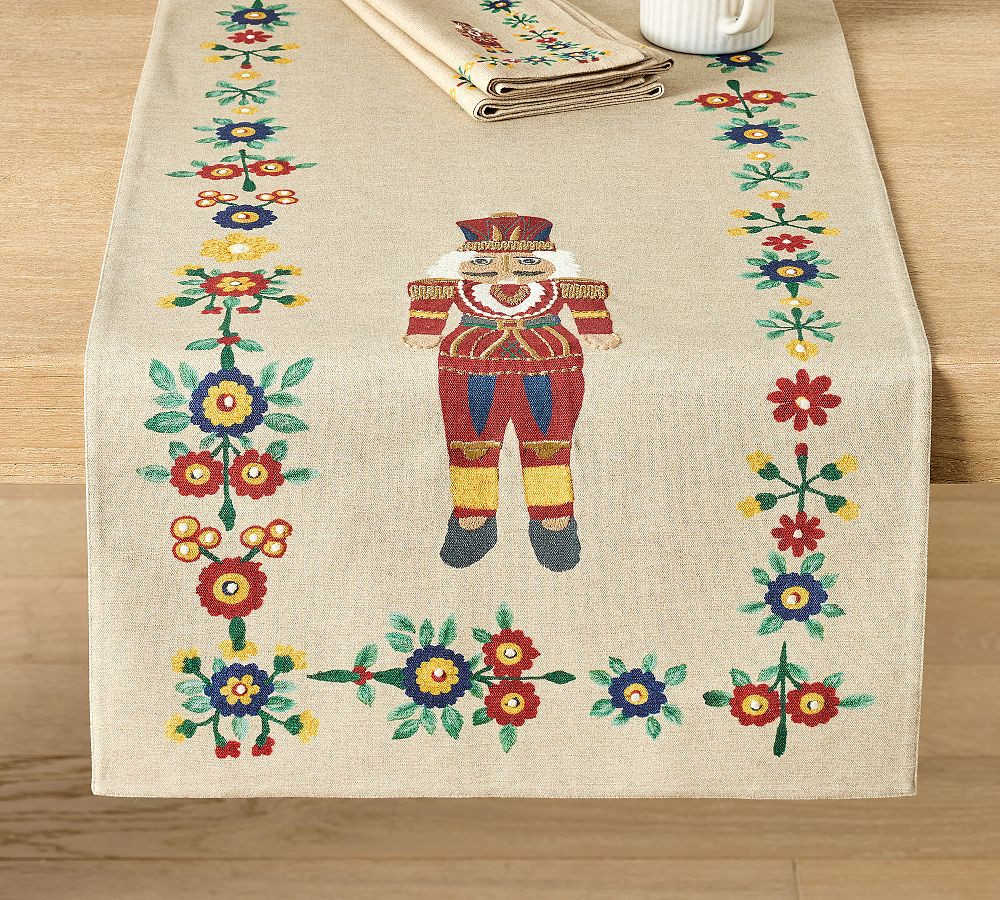 Nutcracker Embroidered Cotton Table Runner | Pottery Barn (US)