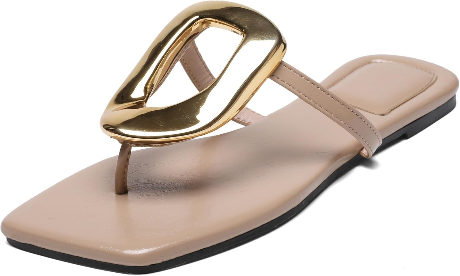 Flip-Flops Sandals for Women Comfortable Open Square Toe Slip on Beach Thong Sandals Casual Fashi... | Amazon (US)