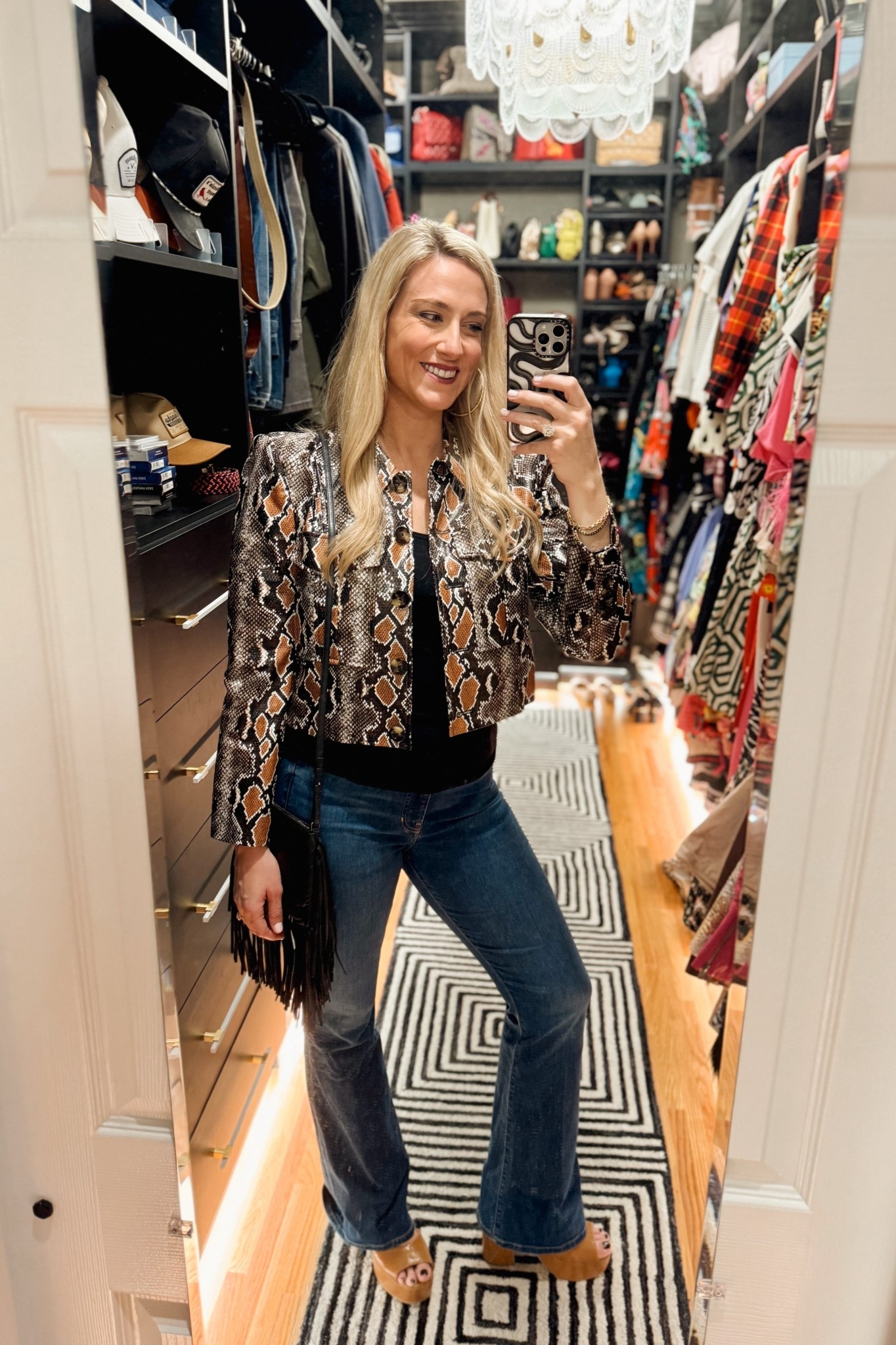 Veronica Beard head to toe plus my YSL fringe crossbody. The Veronica Beard Beverly jeans are the perfect bootcut and fit with the perfect amount of stretch and structure. #VeronicaBeard #VeronicaBeardStyle #BeverlyJeans #DesignerDenim #BootcutJeans #StructuredStyle #LuxuryStyle #YSLBag #SaintLaurent #EverydayChic #LTKStyle #LTKFashion #ShopMyLook #python jacket

#LTKTall #LTKootd