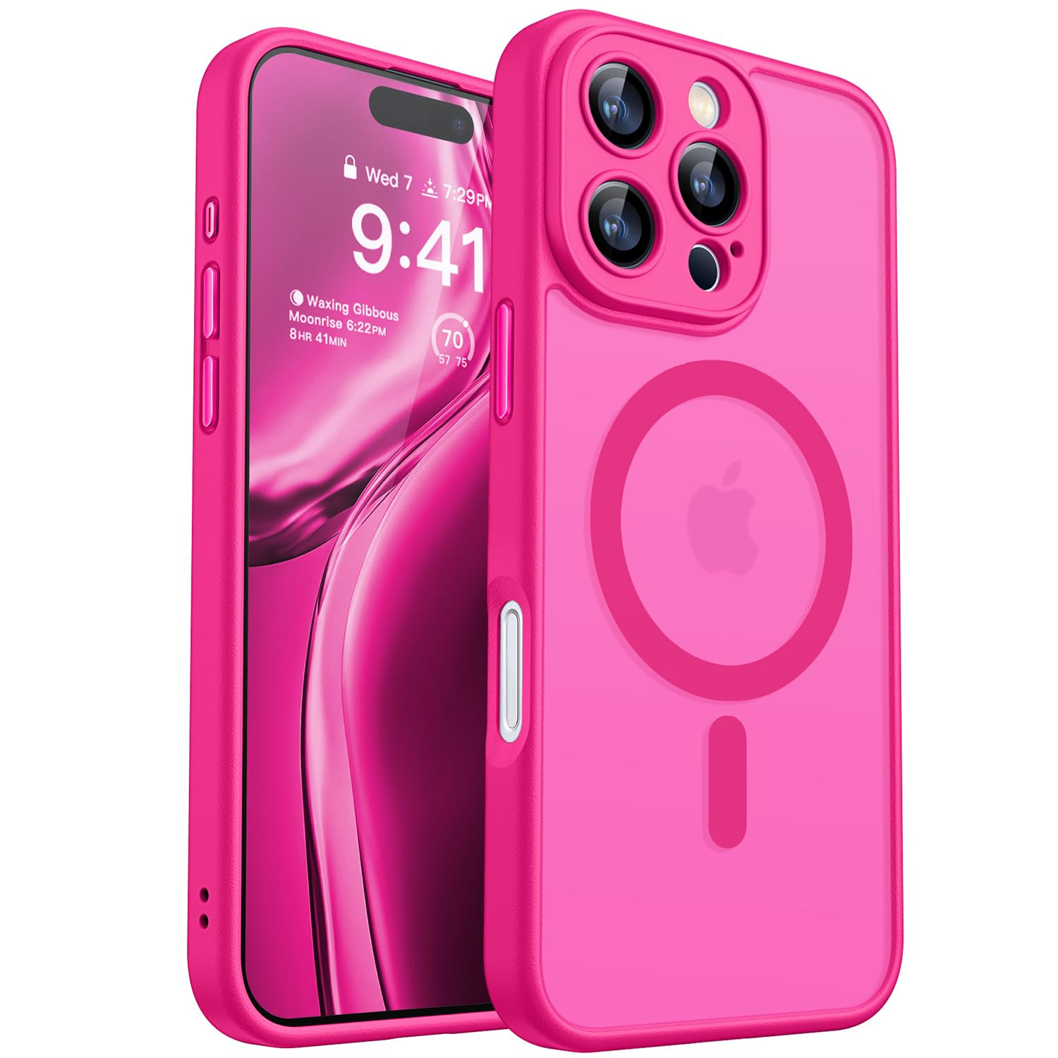 CANSHN Compatible with iPhone 16 Pro Max Case Phone Case Cover Hot Pink | Amazon (US)