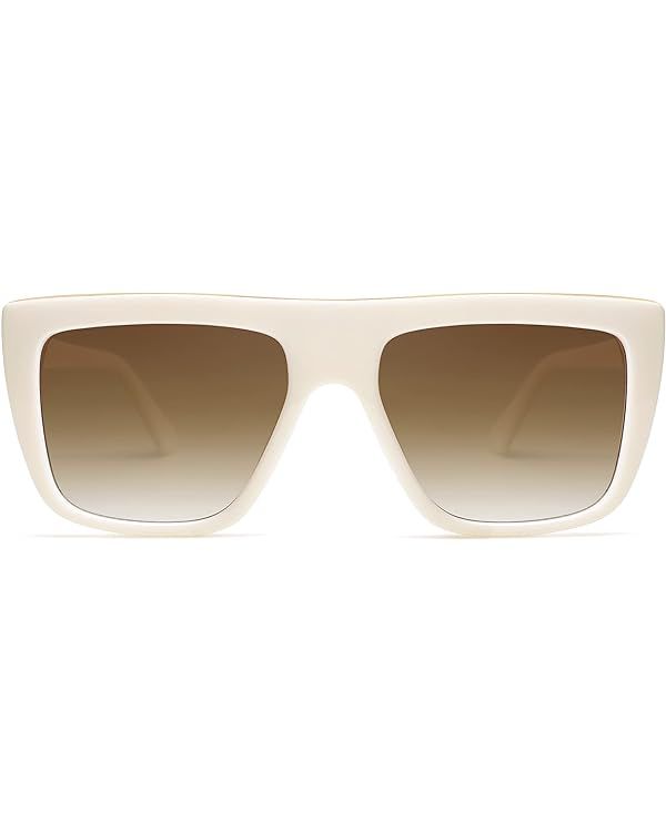 SOJOS Trendy Flat Top Sunglasses for Women Men Retro Rectangle UV400 Sunnies SJ2250 | Amazon (US)