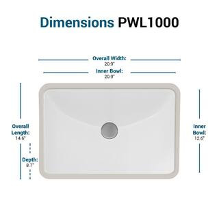 Packard 21 in. Undermount Ceramic Rectangular Bathroom Sink in White | The Home Depot