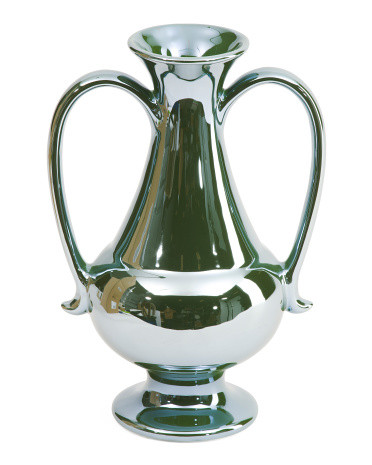 8x6x12 Ceramic Pedestal Vase With Handles | TJ Maxx