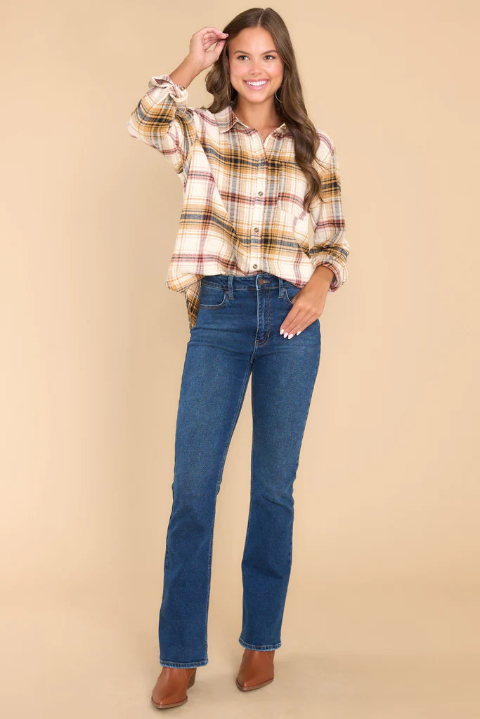 Electric Love Honey Multi Plaid Top | Red Dress 