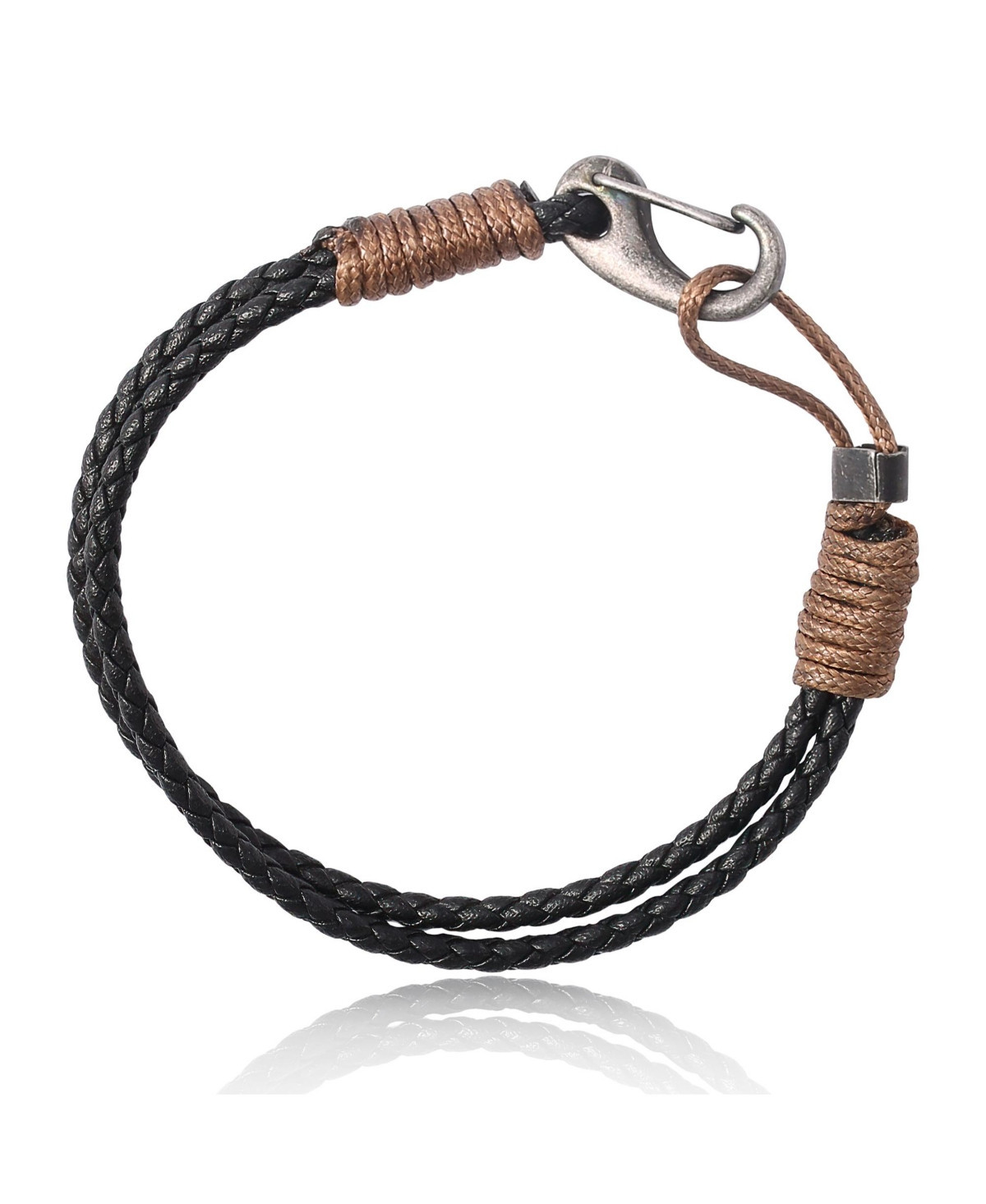 Lucky Brand Black Braided Leather Bracelet - Rugged Men s Rope Bracelet - Black, brown | Macy's