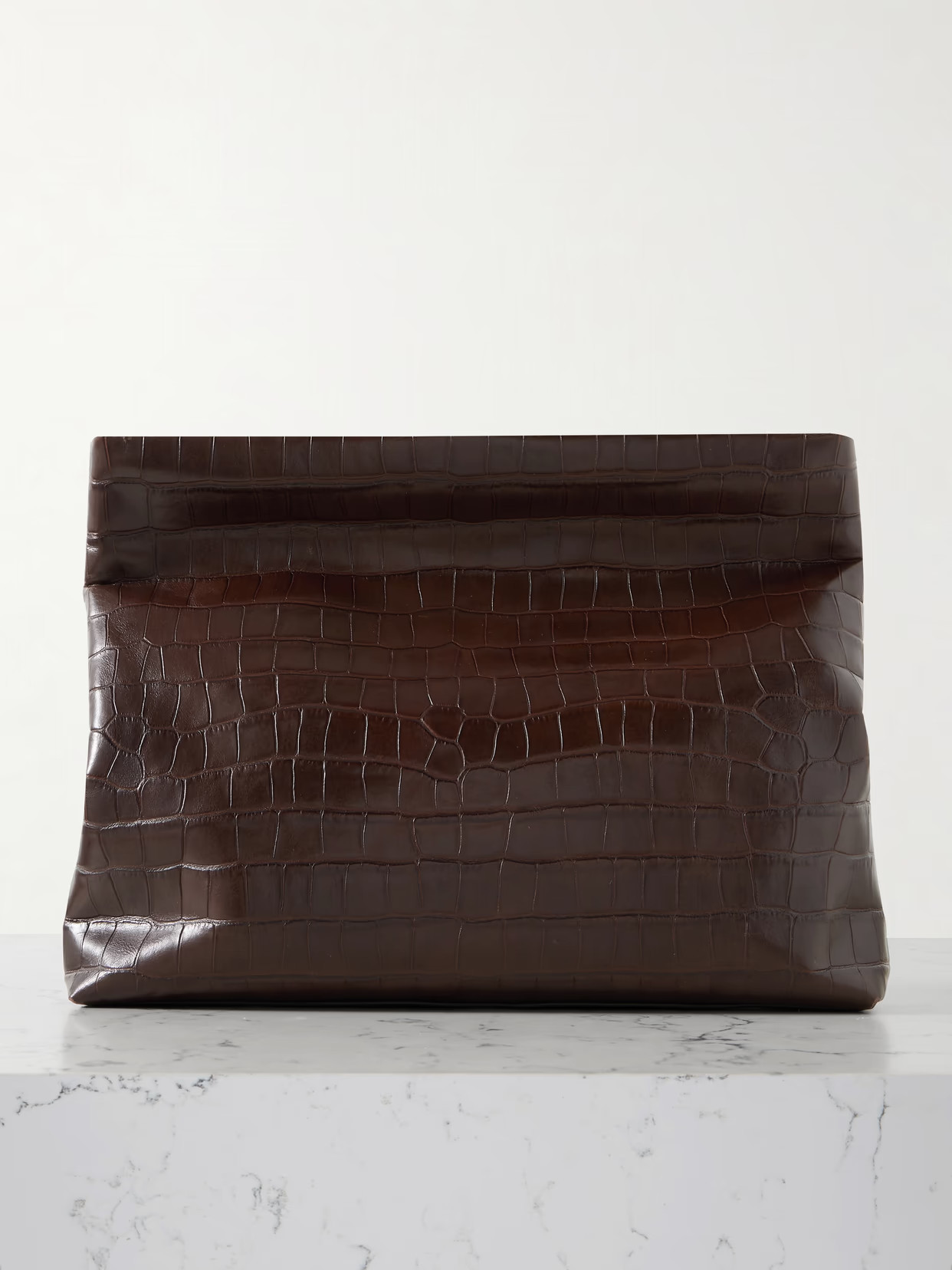 Nili Lotan - Jerry Croc-effect Leather Clutch - Brown | NET-A-PORTER (US)