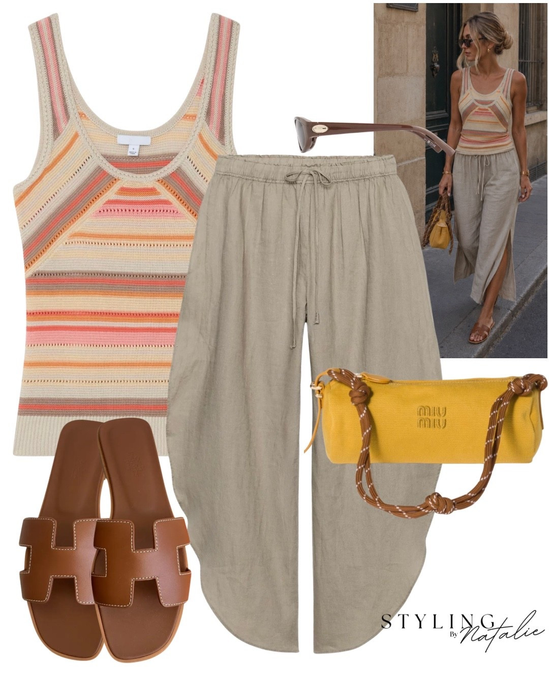 Casual summer look- Stripe knit vest, linen pull on trousers with side vents, so flowy! Miu Miu pouch bag and Hermes slides. 
Zara style, Reiss @Zara European summer style

#LTKsummer #LTKeurope #LTKuk
