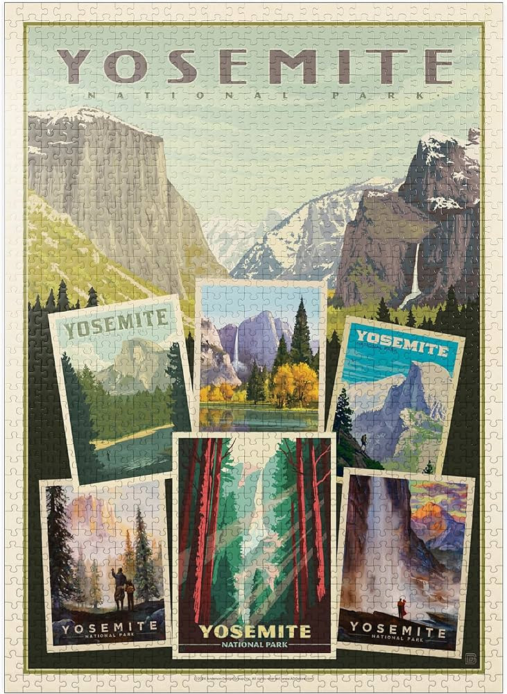 MyPuzzle Yosemite National Park: Collage Print, Vintage Poster - Premium 1000 Piece Jigsaw Puzzle... | Amazon (US)