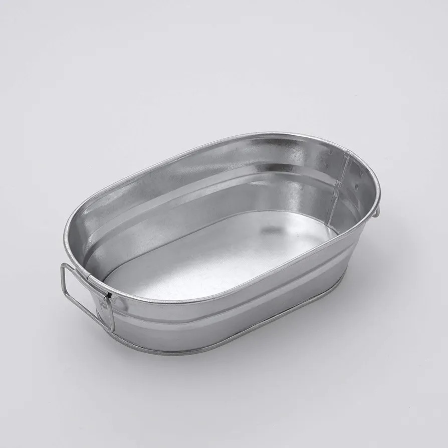 American Metalcraft MTUB69 Natural Galvanized Steel Oval Tub with Side Handle 8-5/8" L x 5-1/2" W... | Amazon (US)