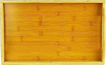 Serving tray bamboo - wooden tray with handles - Great for dinner trays, tea tray, bar tray, brea... | Amazon (US)