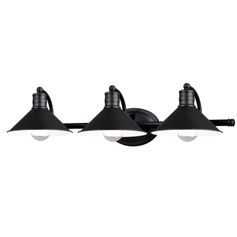 Akron 3 Light Bronze Farmhouse Barn Bathroom Vanity Fixture - 28-in W x 6.25-in H x 10-in D (28-in W | Bed Bath & Beyond