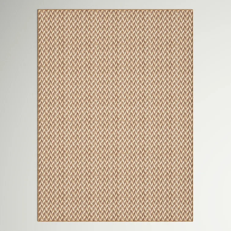 Malaya Herringbone Power Loom Brown/Tan Indoor/Outdoor Rug | Wayfair North America