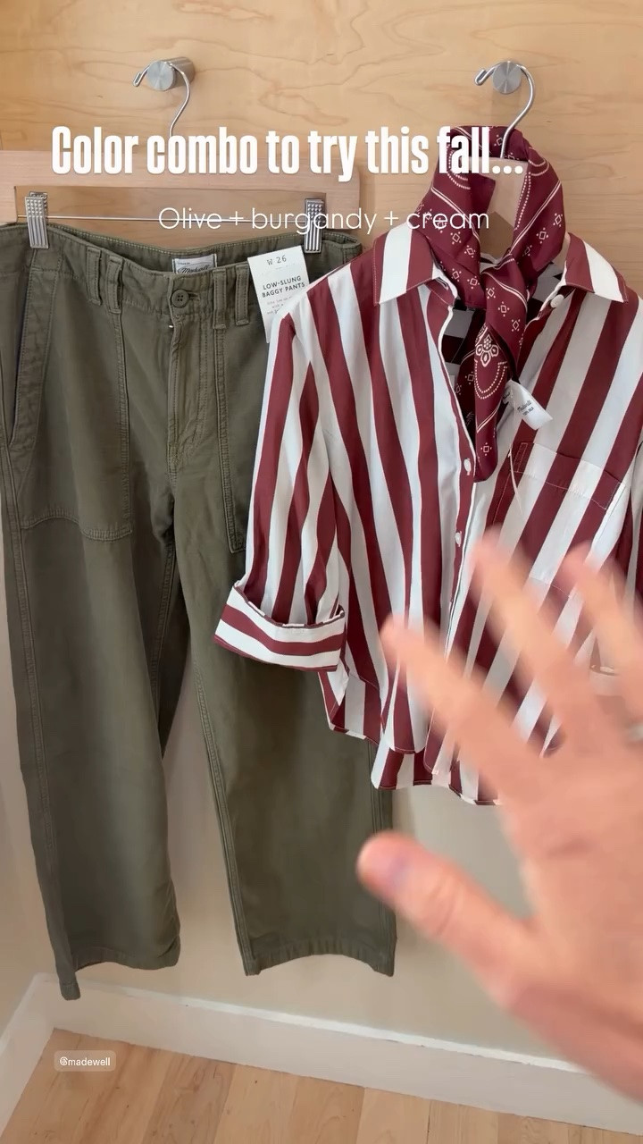 Color combo to try this fall… Olive + burgandy + cream