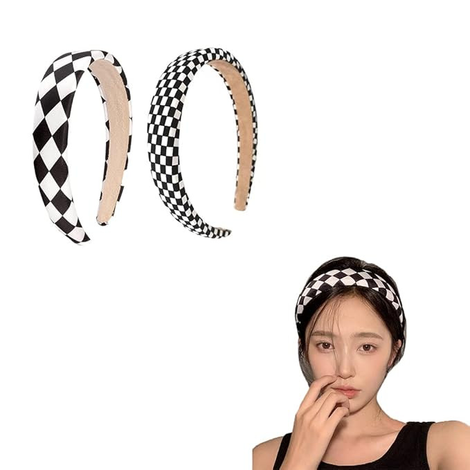 ShiQiao Spl Hairband Headbands for Women Plaid Hair Accessories for Women Black and White Check H... | Amazon (US)
