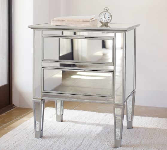 Park Mirrored 2-Drawer Bedside Table | Pottery Barn (US)
