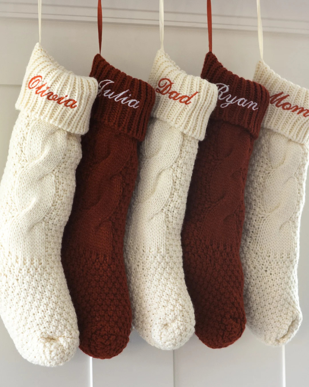 Personalized Christmas Stockings Embroidered Stocking Christmas Gift Custom Name Stocking Red Cre... | Etsy (US)