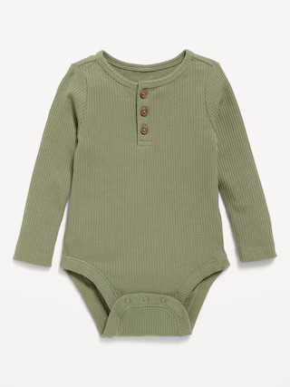 Long-Sleeve Ribbed Henley Bodysuit for Baby | Old Navy (US)