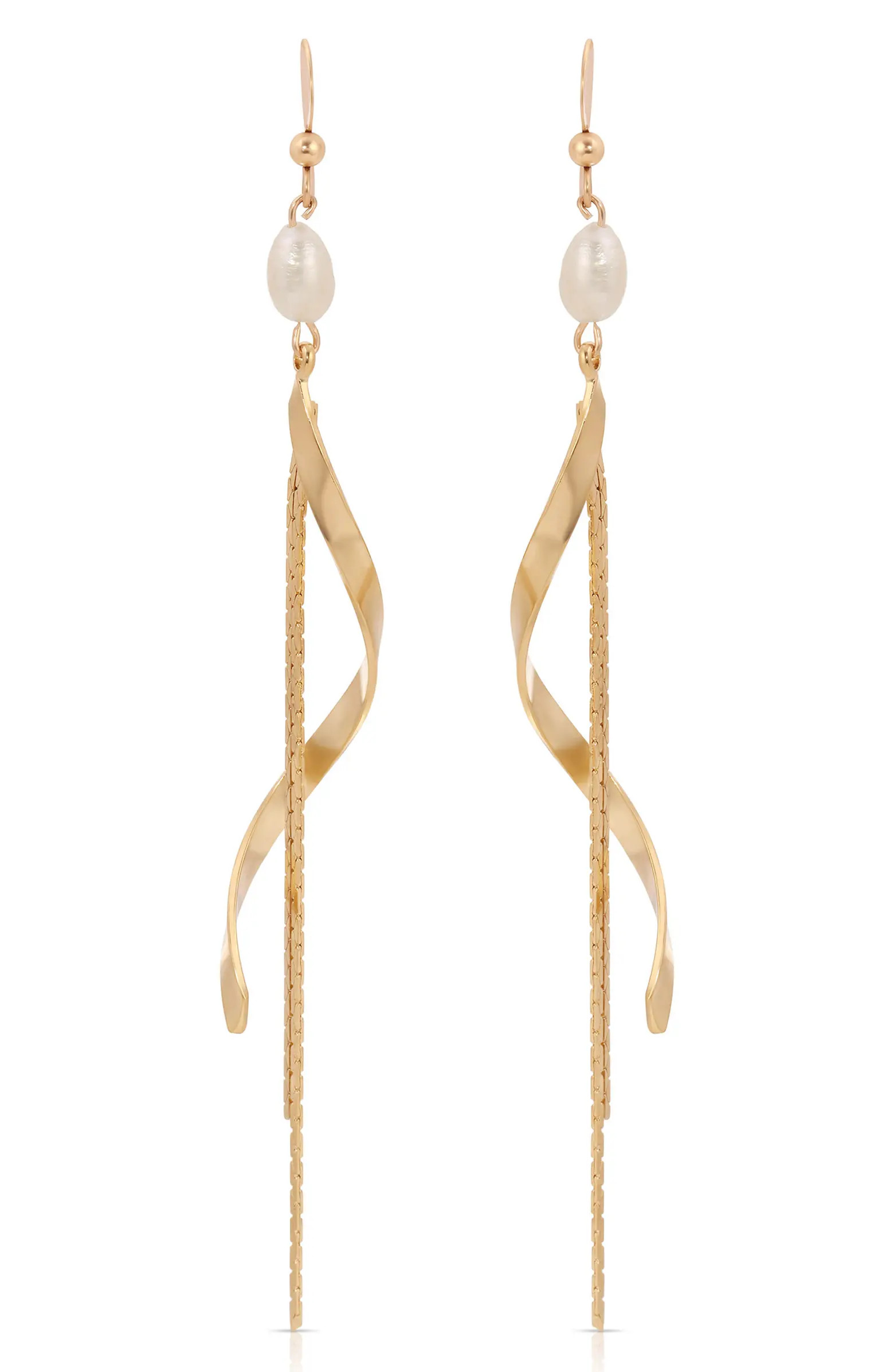 Ettika Freshwater Pearl Twisted Drop Earrings | Nordstrom | Nordstrom