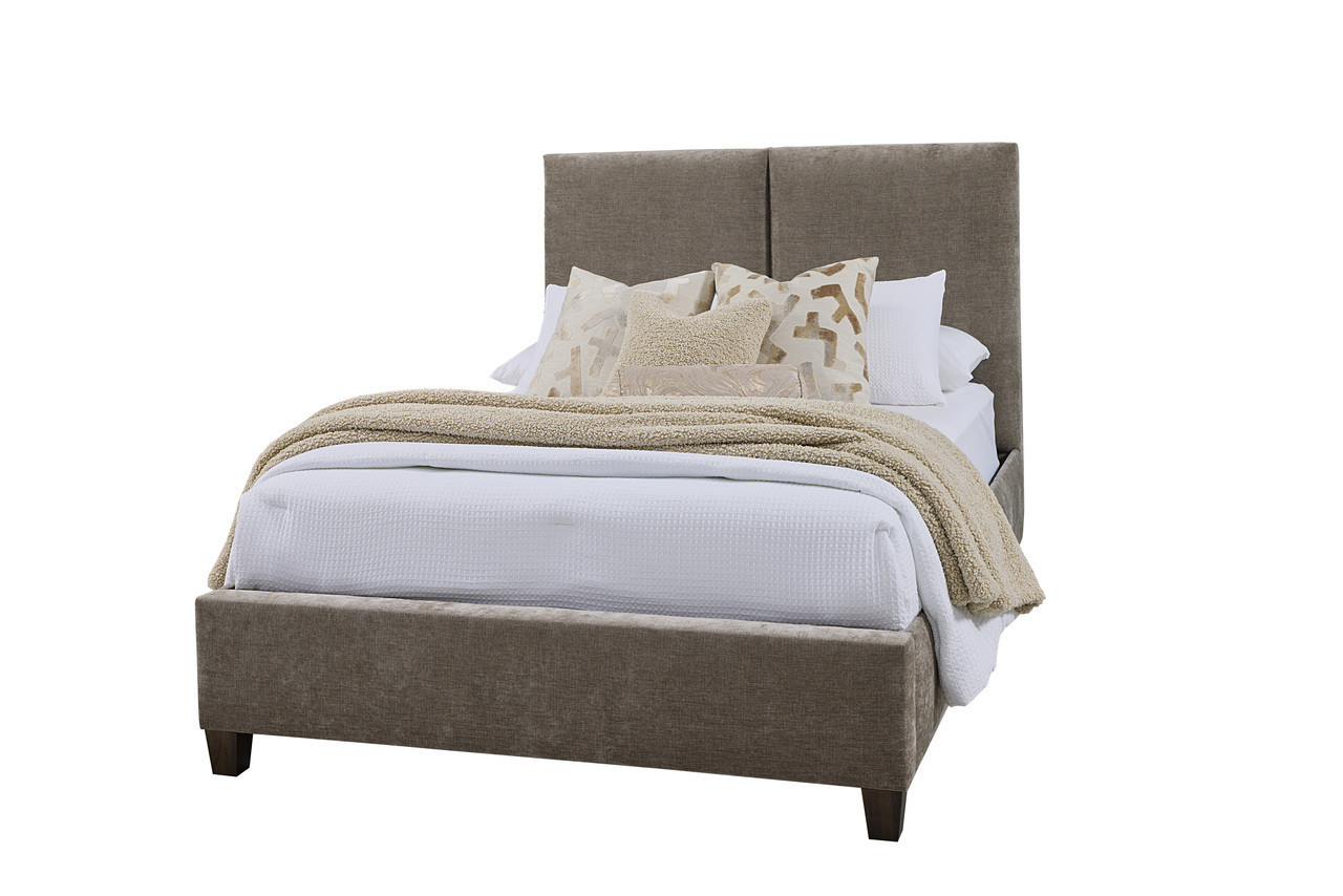 Joinery King Upholstered Bed In Brindle Grey and Natural Oak | 1stopbedrooms