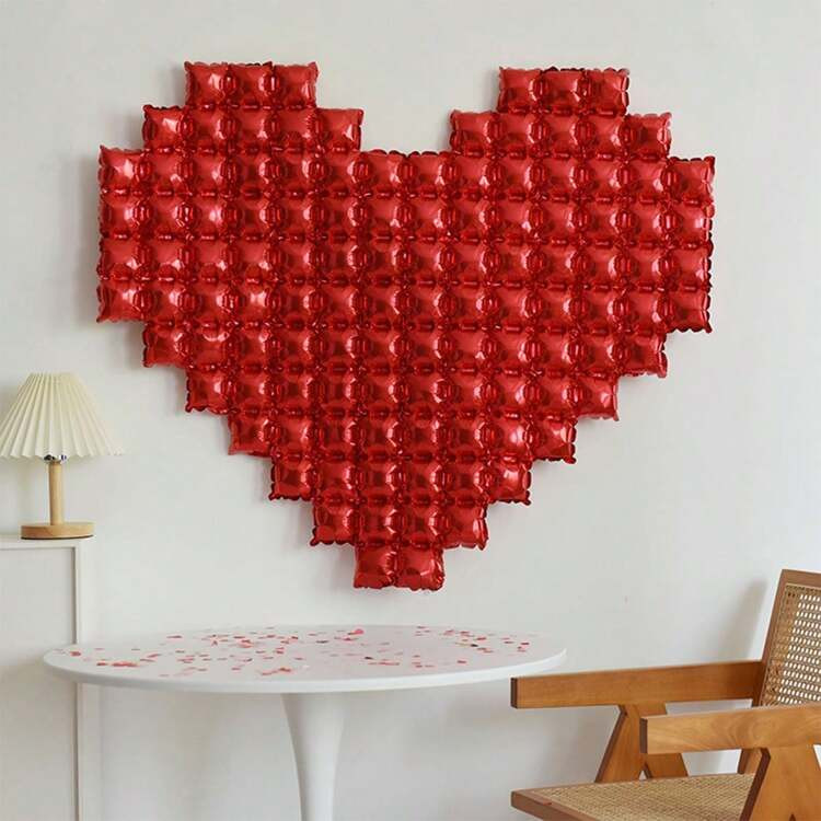 MECRLA 1pc 53.5-Inch Heart Shaped Balloon Backdrop, Available In Gold, Silver, Bright Red, Rose Gold, Suitable For Wedding Venue Decor, Proposal Party Decor, Wedding Reception Decor, Wall Backdrop Decor, Bridal Shower Party Decor | SHEIN