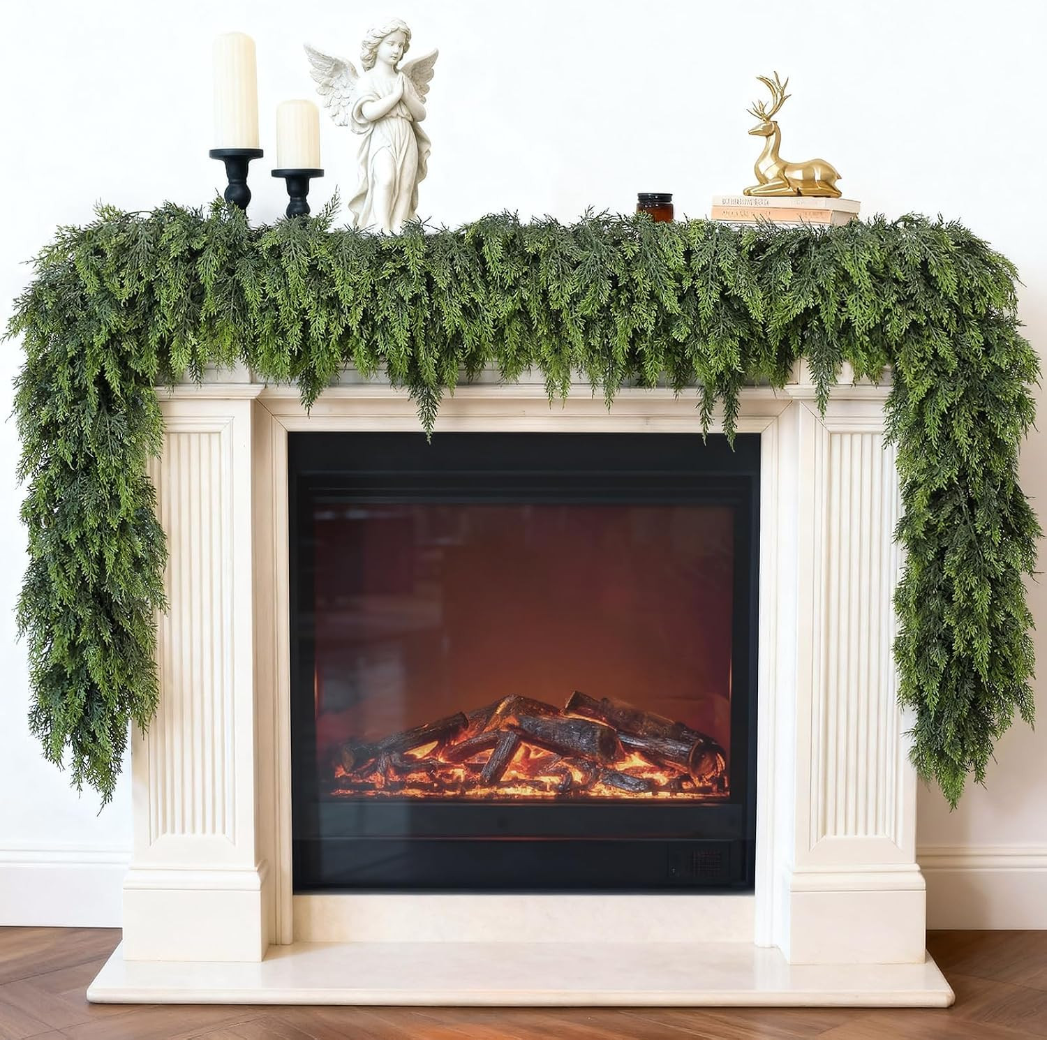 Lifelike Touch Artificial Christmas Cedar Garland for Mantle (6FT 1PCS) | Amazon (US)