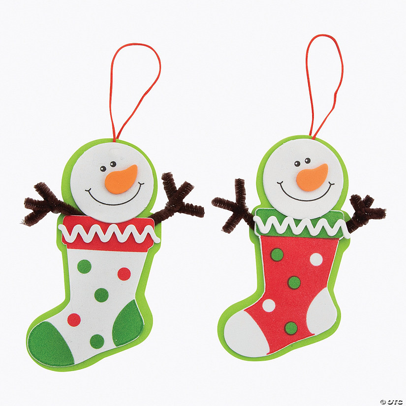 5 1/2" Snowman Stocking Christmas Ornament Craft Kit - Makes 12 | Oriental Trading Company