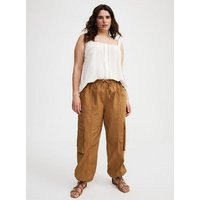 High-Rise JOGGER Poplin Parachute Pant in Brown | Torrid (US & Canada)
