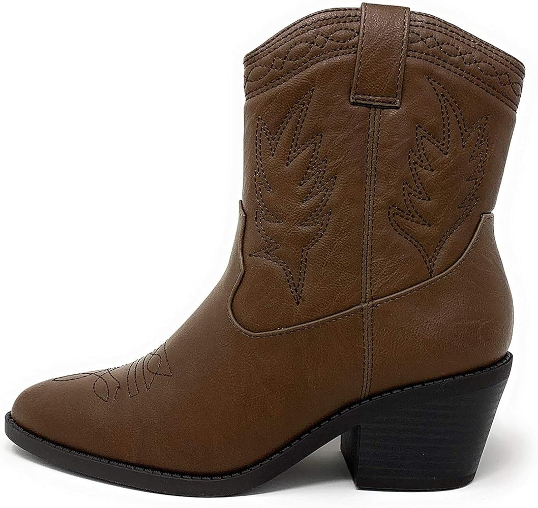 Soda Picotee Women Western Cowboy Cowgirl Stitched Ankle Boots | Amazon (US)