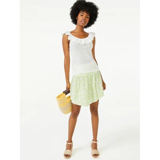 Scoop Women's Sweater Tank Top with Ruffled Neck | Walmart (US)