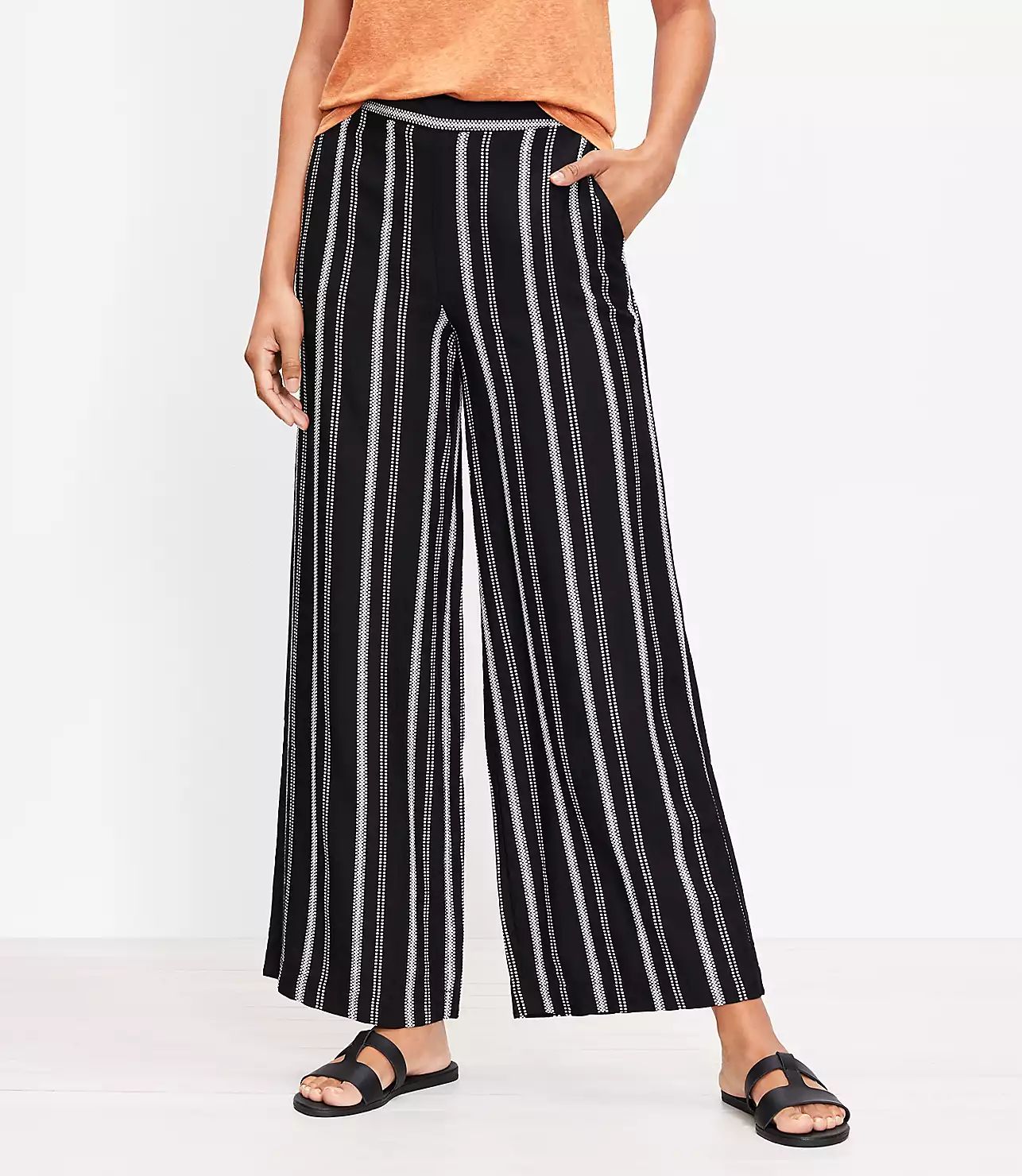 Wide Leg Crop Pants in Stripe | LOFT