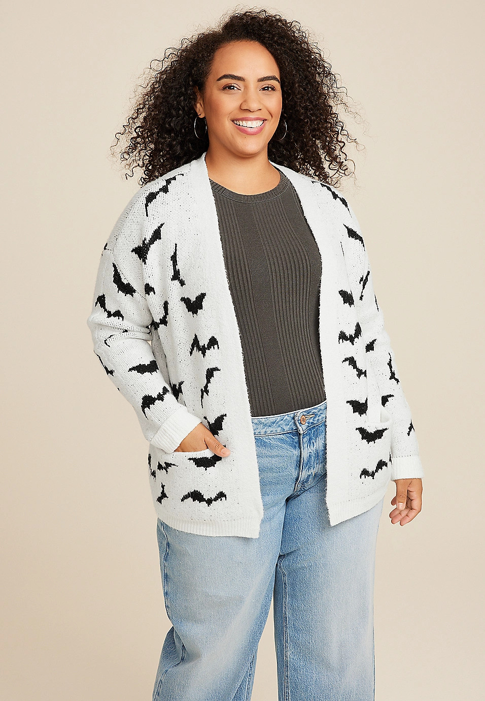 Plus Size Bat Long Sleeve Cardigan | Maurices