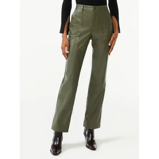 Scoop Women's Faux Leather Straight Pants | Walmart (US)