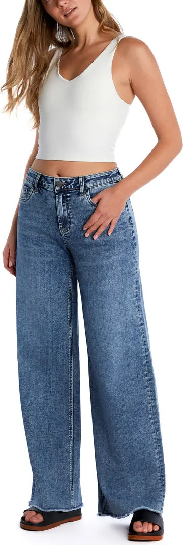 Happy Shaggy High Waist Raw Hem Wide Leg Jeans | Nordstrom