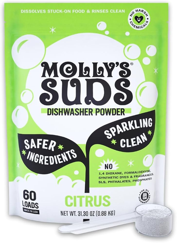 Molly's Suds Dishwasher Powder | Clean Dishwasher Detergent, Cuts Grease & Rinses Clean (Residue-... | Amazon (US)