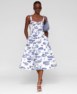 Women's Printed A-Line Midi Dress | Macy's