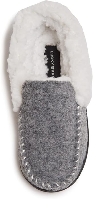 Lucky Brand Boy's Faux Wool A-line House Shoes for Kids, Memory Foam Slippers | Amazon (US)