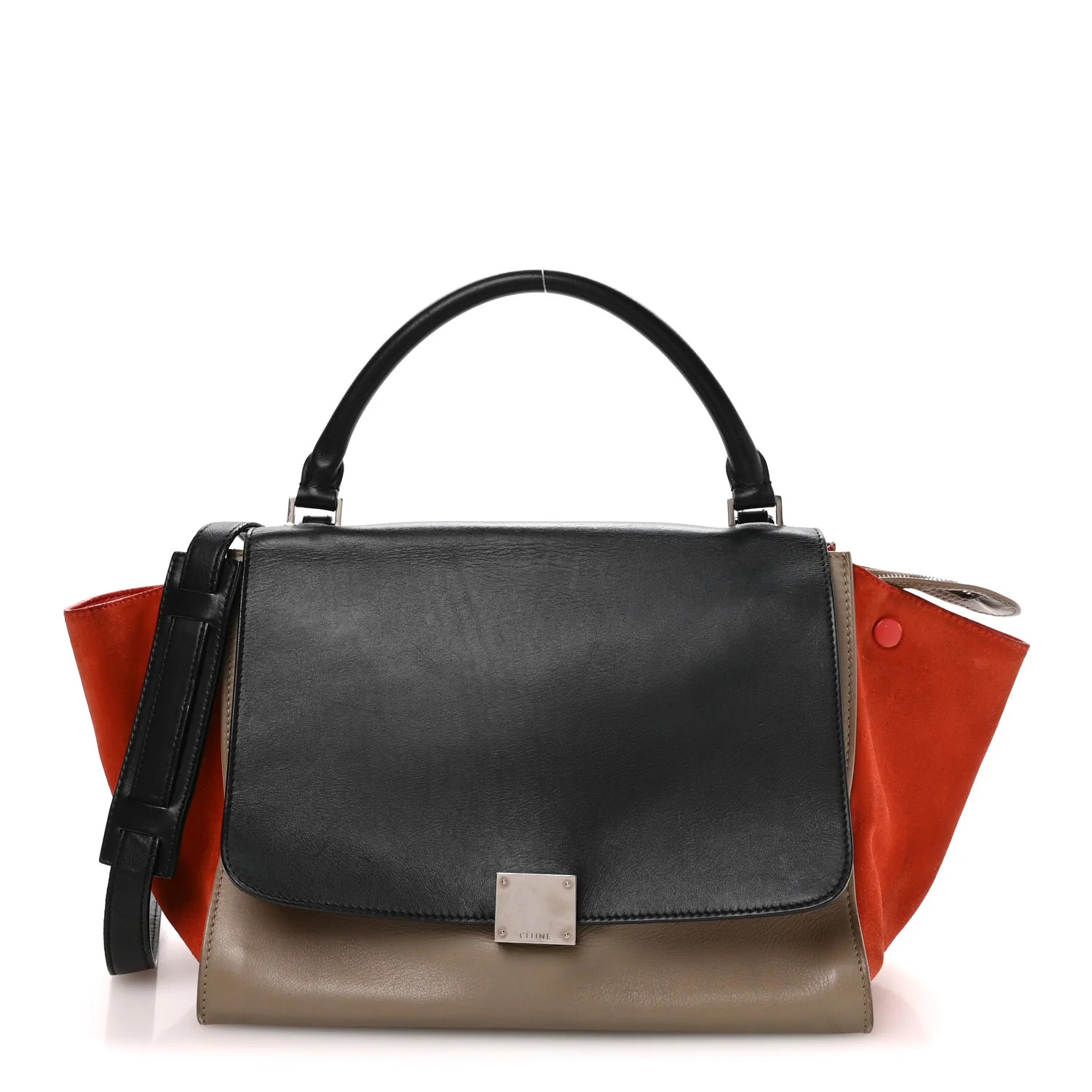 Celine Smooth Calfskin Suede Medium Tri-Color Trapeze Orange 1861739 | FASHIONPHILE (US)