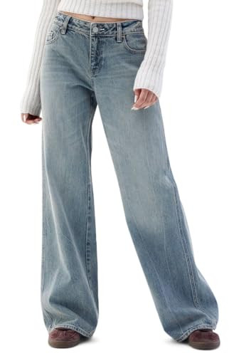 PacSun Women's Casey Medium Indigo Tint Low Rise Baggy Jeans - Blue Size 26 | Amazon (US)