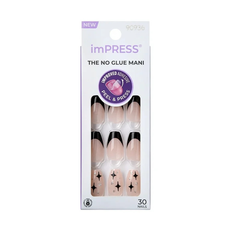 KISS Impresiona las Uñas a Presión, para la Noche, Negro, Ataúd Mediano, 30 Unidades | Walmart (US)
