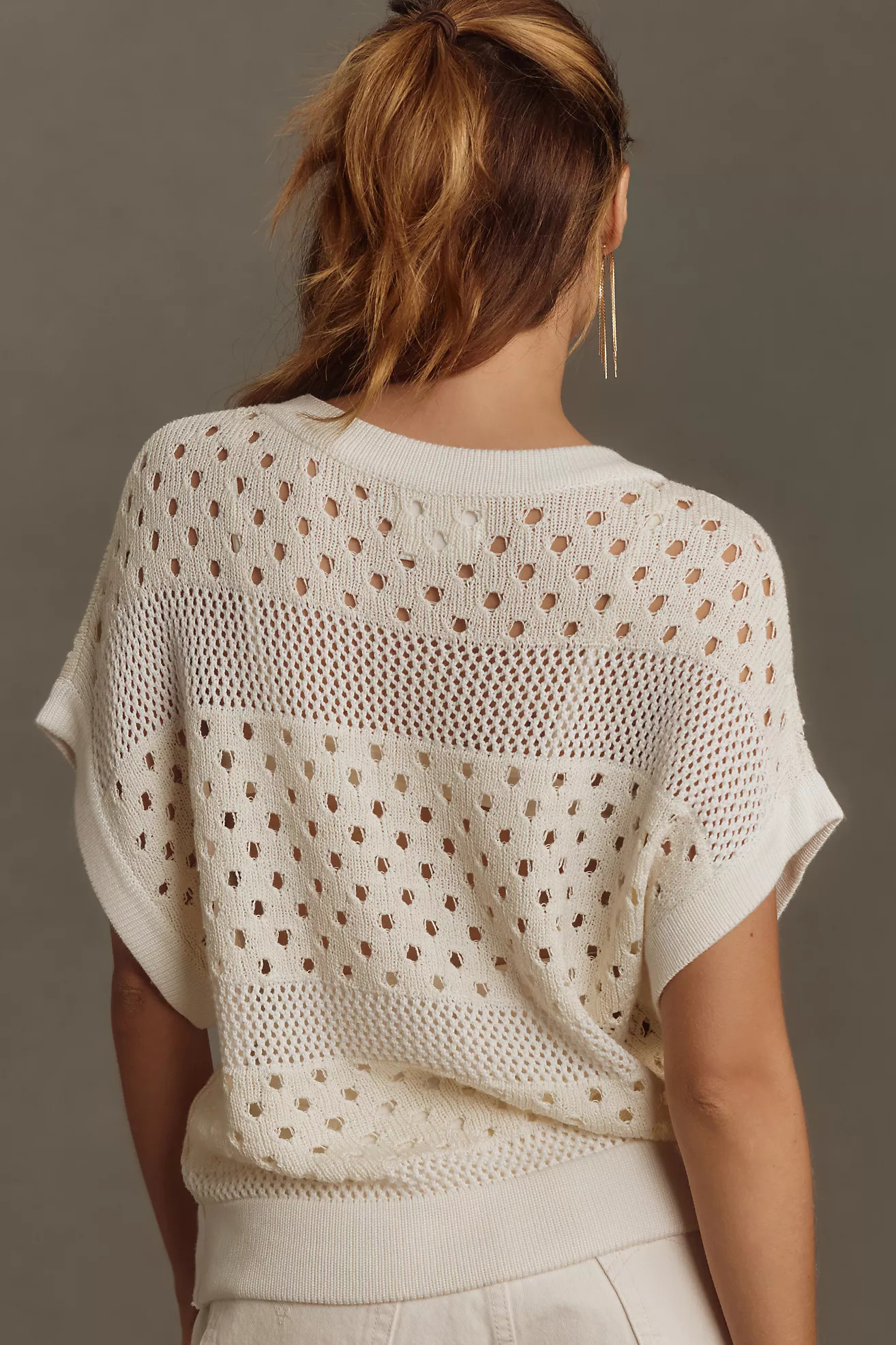By Anthropologie Slouchy Contrast Open-Stitch Sweater Vest | Anthropologie (US)