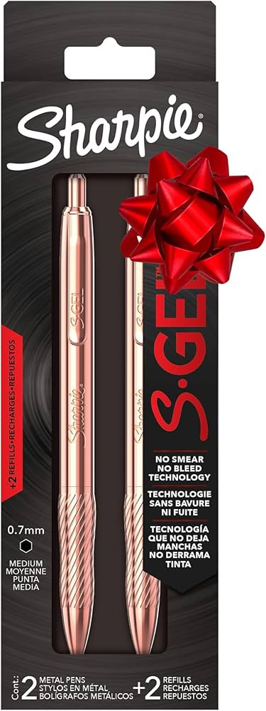 Sharpie S-Gel, Gel Pen, Copper Metal Body, Medium Point (0.7mm), Black Ink, Includes 2 Pens and 2... | Amazon (US)