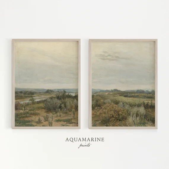 Vintage Landscape Printable Wall Art Country Oil Painting - Etsy | Etsy (US)