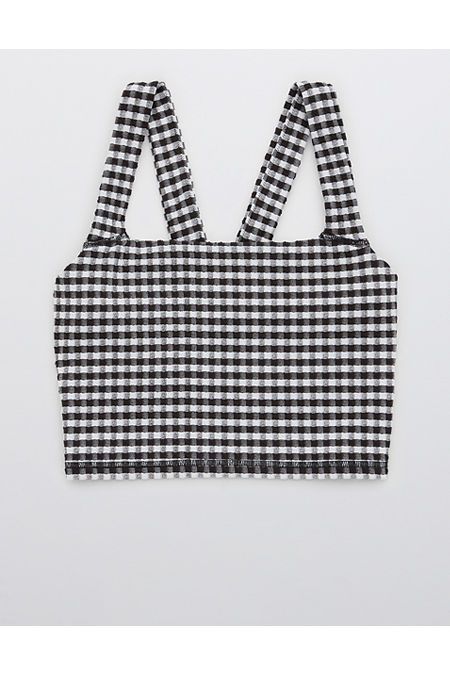 OFFLINE By Aerie Gingham Square Neck Sports Bra | American Eagle Outfitters (US & CA)