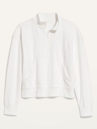 Long-Sleeve Rib-Paneled Quarter-Zip Sweatshirt for Women | Old Navy (US)