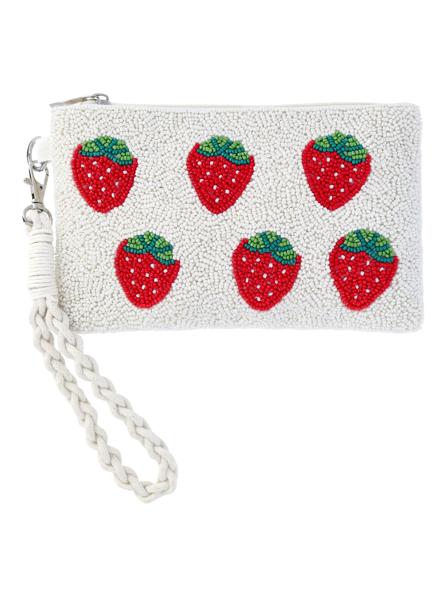 No Boundaries Women's Beaded Wristlet, Beige Strawberry | Walmart (US)